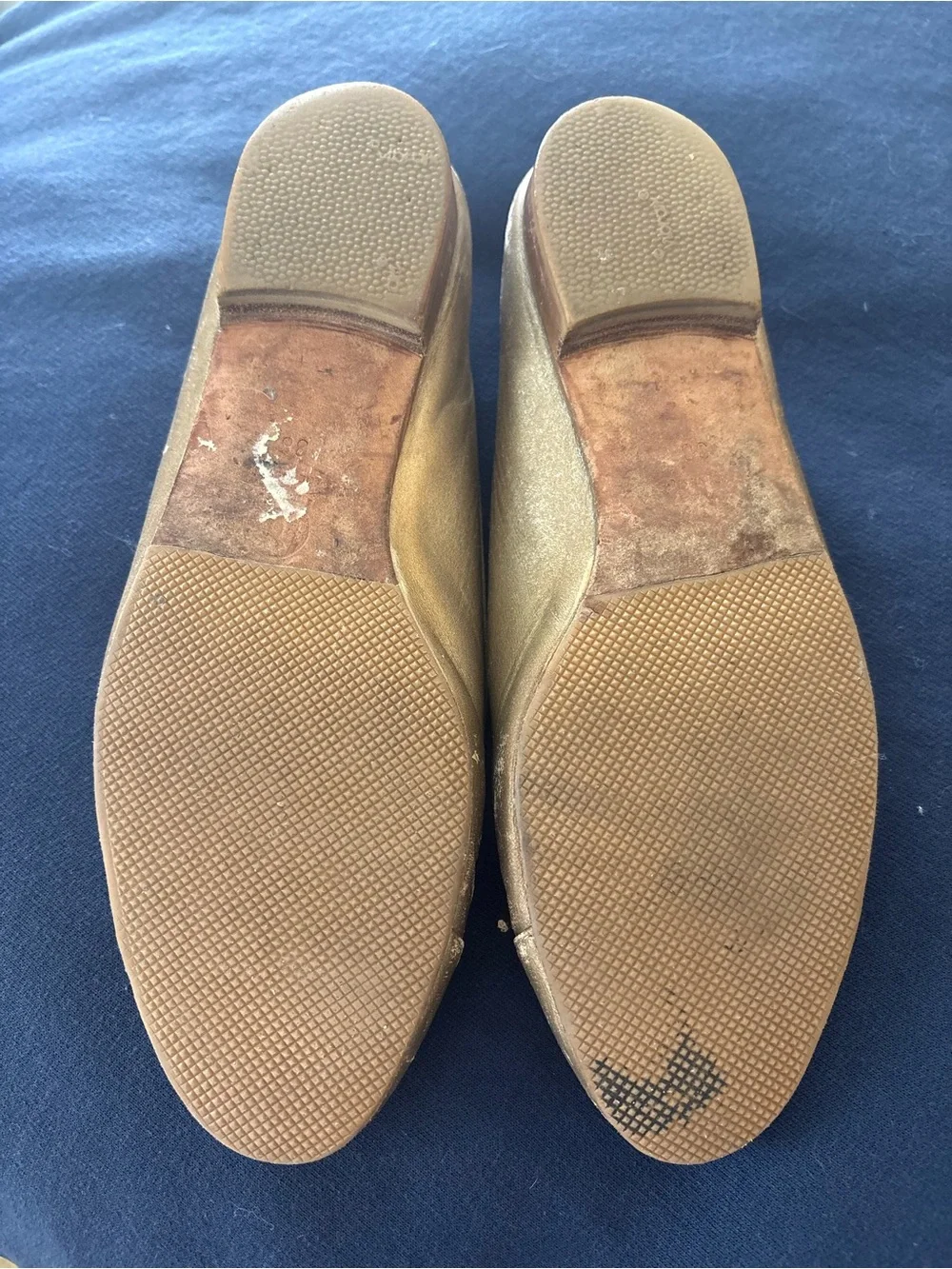 Chanel Gold Leather Ballet Flats - Women's 38